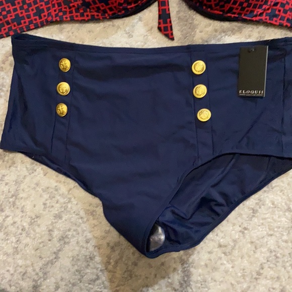 NWT ELOQUII Navy and Red Two Piece Bathing Suit 🔥 - Picture 2 of 10